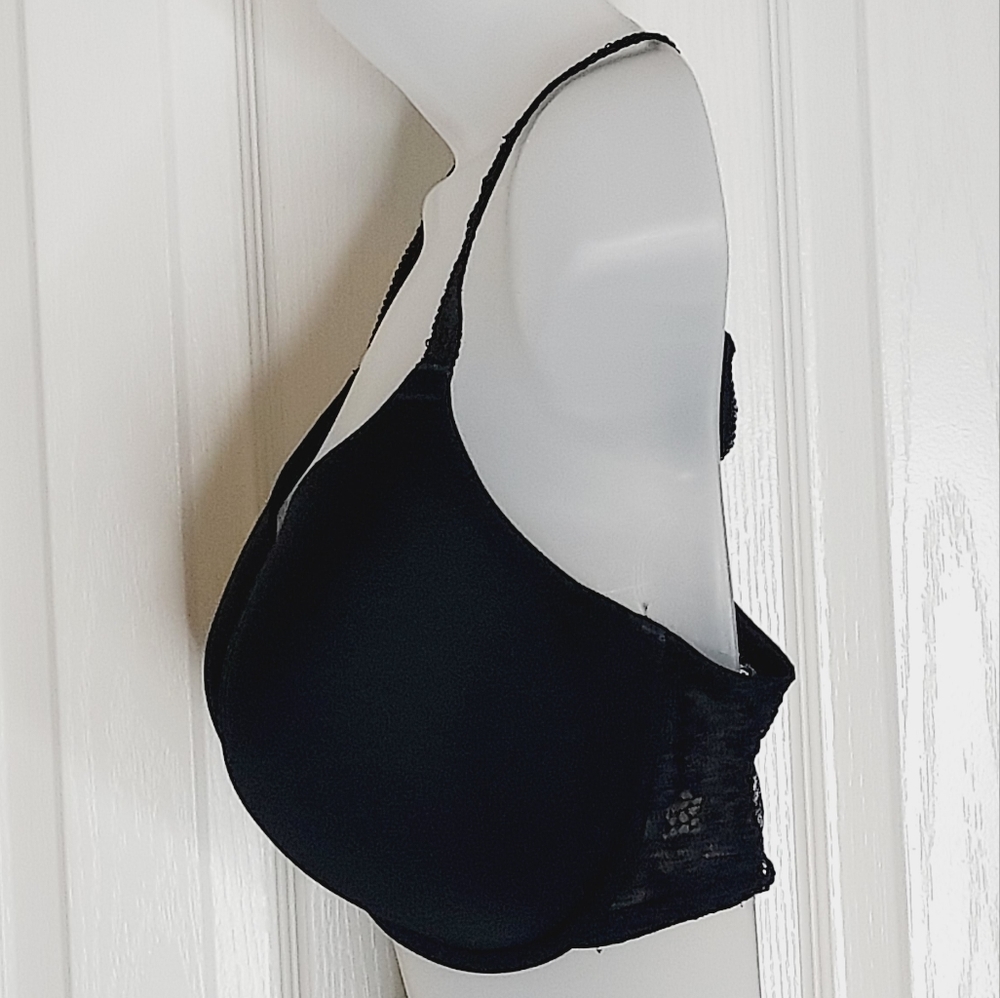 Wacoal black bra with lace sides underwire pushup bra 🤍36DDD - Picture 5 of 12